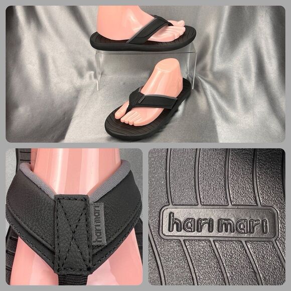 Hari Mari Men’s Sandals Brazos‎ II Black Flip Flops Size 9 Summer Vacation Beach - Picture 1 of 17